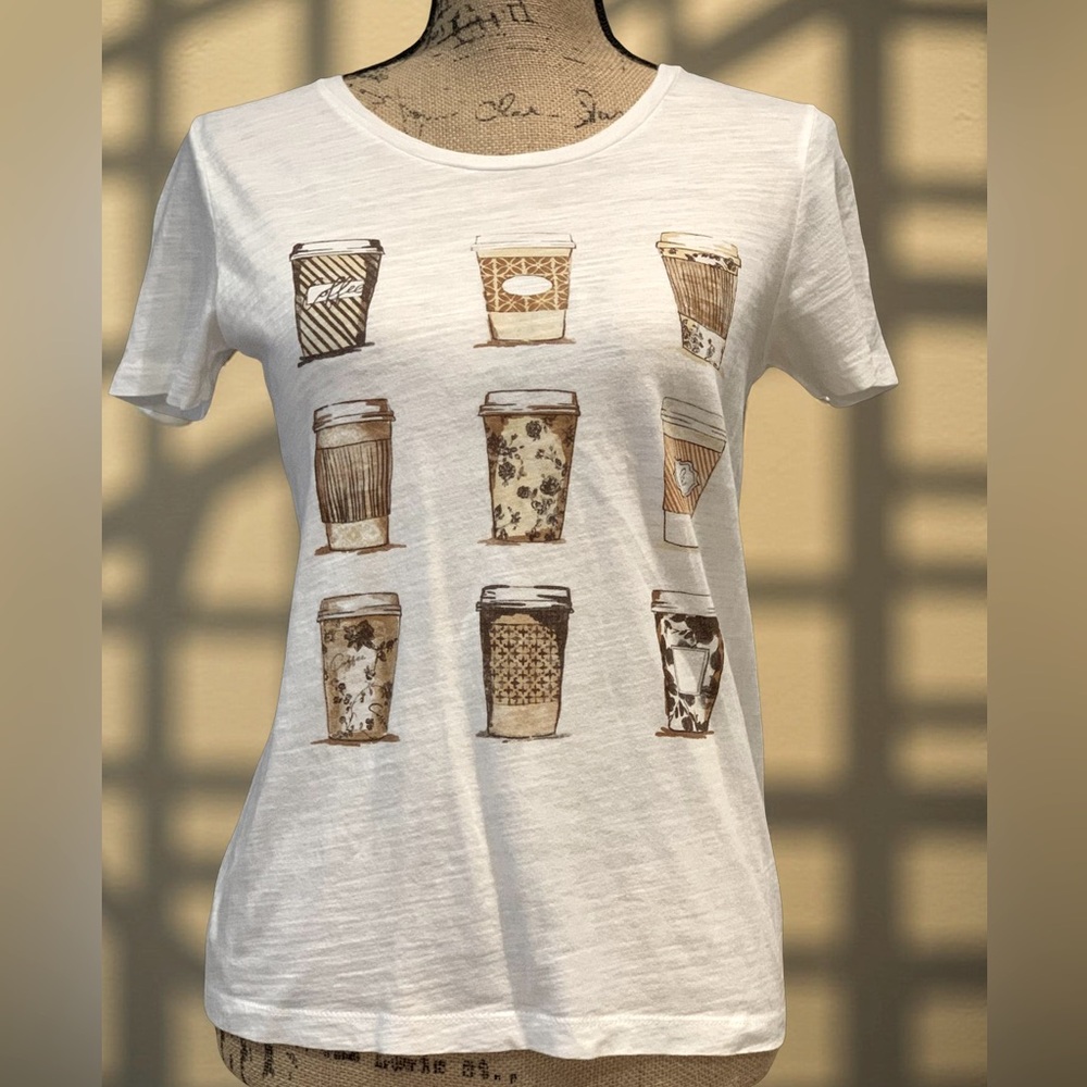 J. Crew Coffee Cup Graphic Tee Shirt